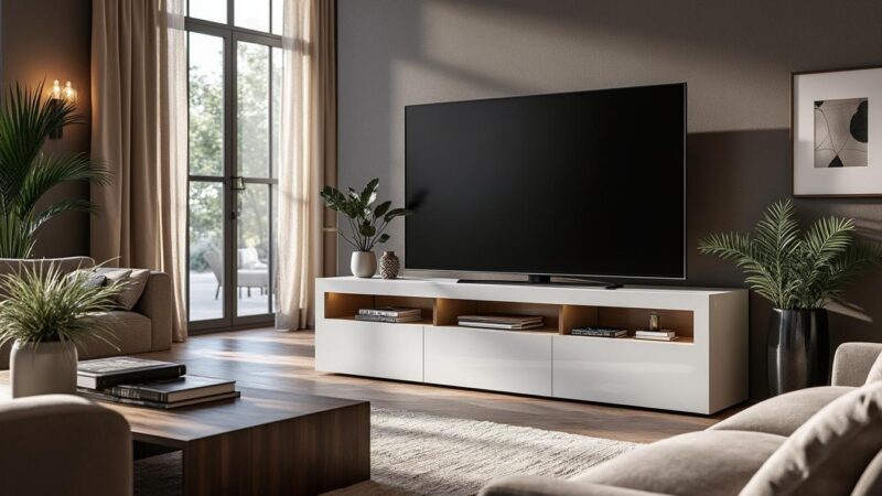 Comment meubler votre salon autour d’un meuble TV design blanc laqué Cavalli ?