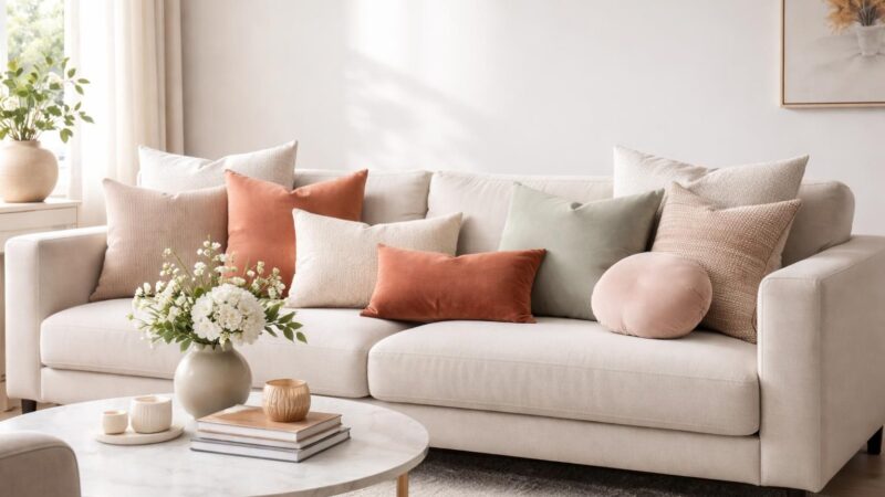 Comment disposer les coussins sur un canapé pour un rendu de magazine