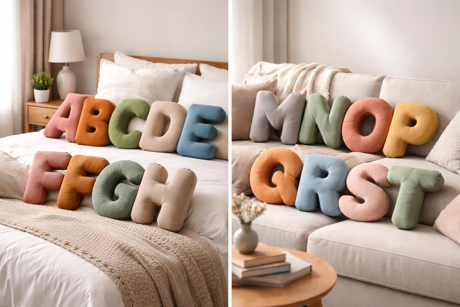 Coussin en forme de lettre : personnalisez votre lit ou votre canapé