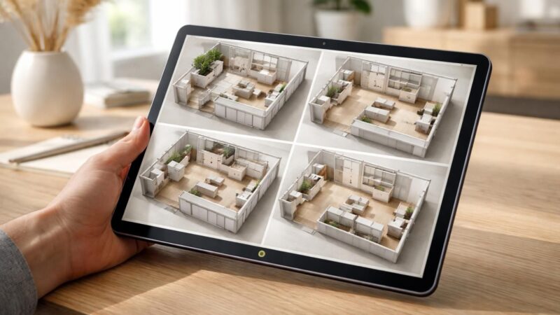 Optimiser une pièce : layouts testés sur tablette tactile Microsoft