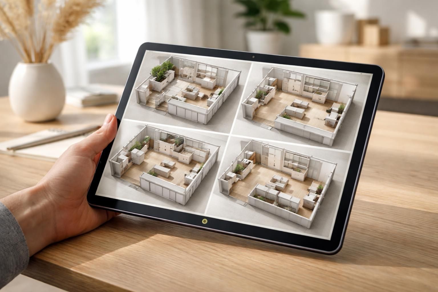 Optimiser une pièce : layouts testés sur tablette tactile Microsoft