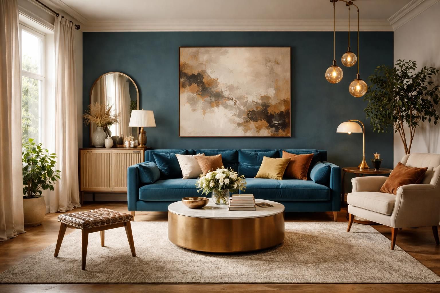 Quelle couleur associer avec le bleu paon pour une décoration de caractère ?