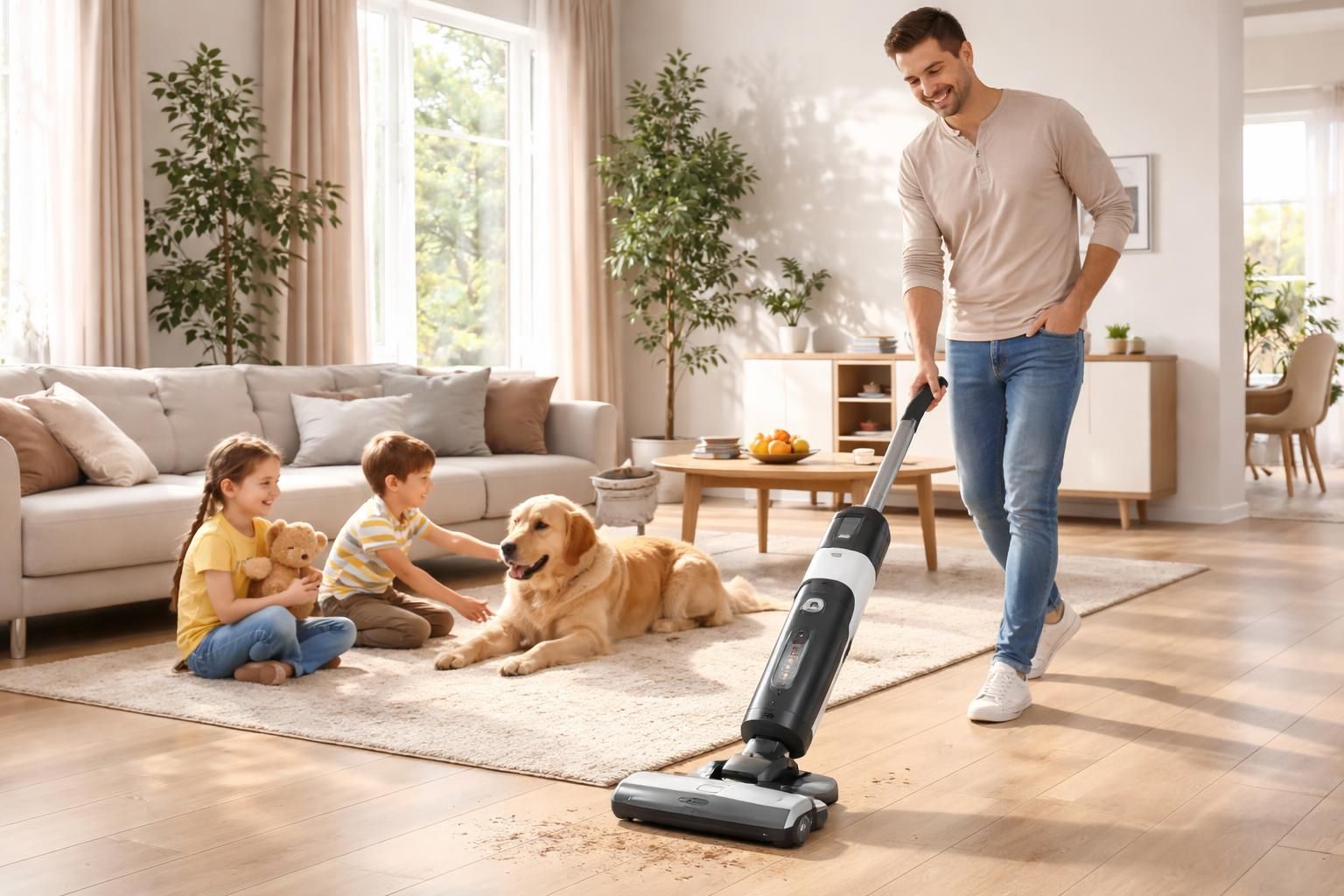 Un entretien facile avec l&rsquo;aspirateur balai Floor One s6 pet pour les familles actives