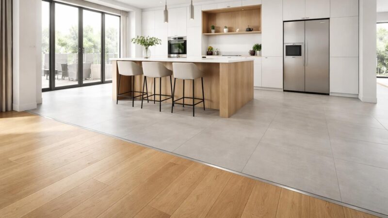 Cuisine ouverte : quelle séparation de sol entre parquet et carrelage ?
