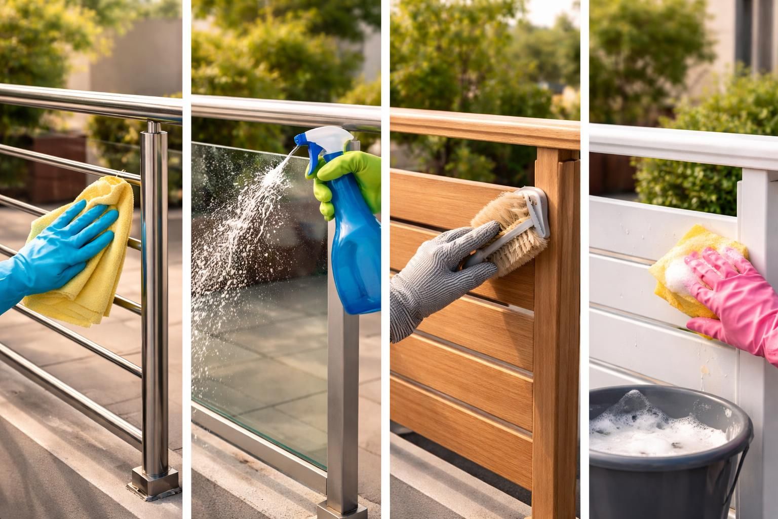 Nettoyer un garde-corps de balcon : conseils d&rsquo;entretien selon le matériau