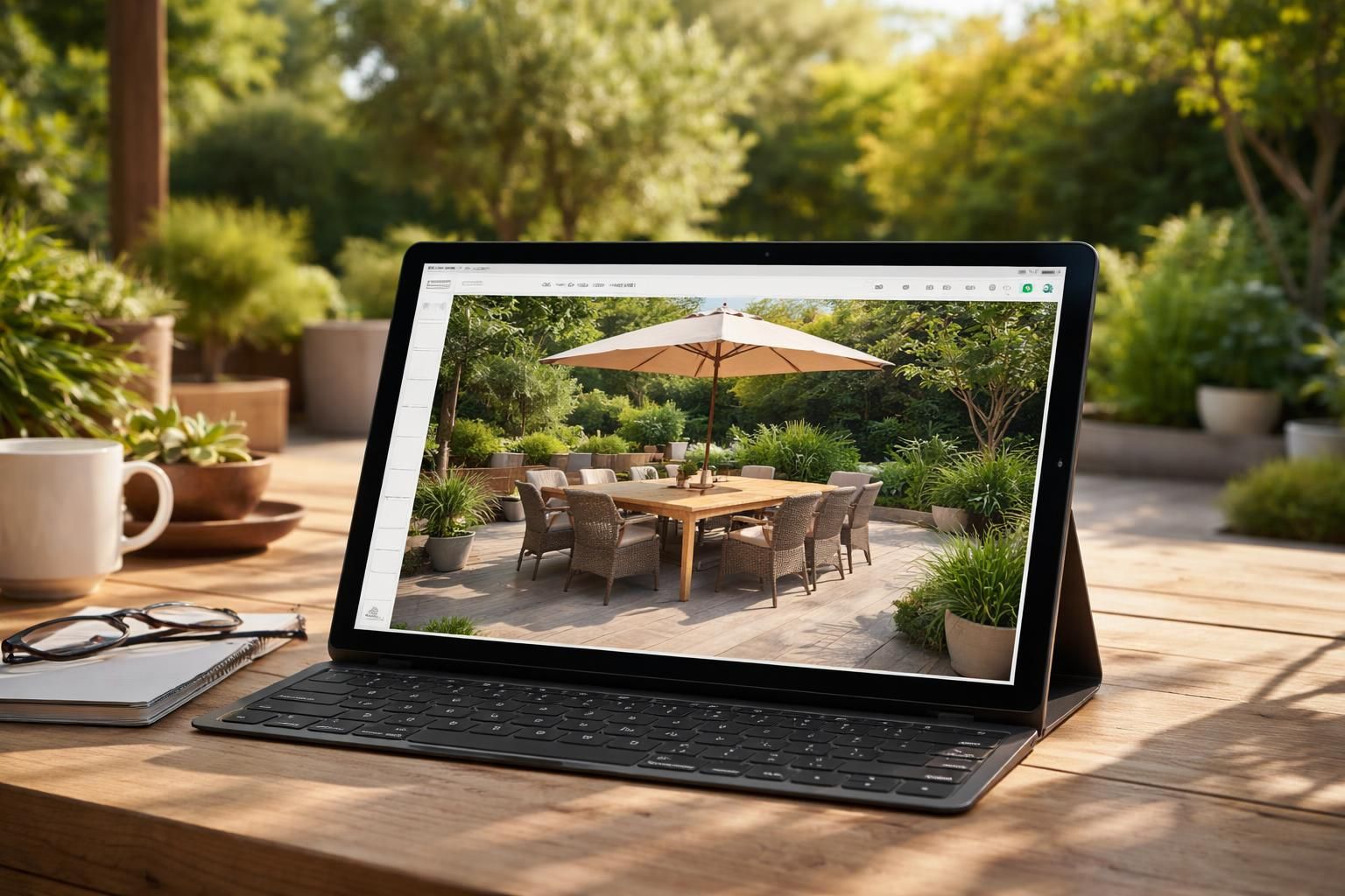 Aménagement extérieur : planifier un coin repas sur tablette Windows 10