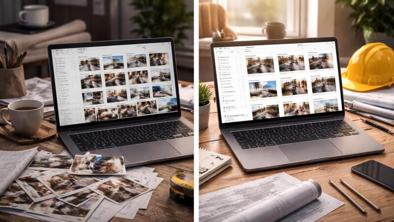 Avant/après : organiser les photos du chantier sur PC portable