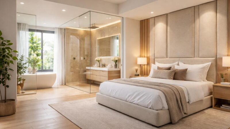 Comment ouvrir sa salle de bain sur sa chambre pour un effet suite