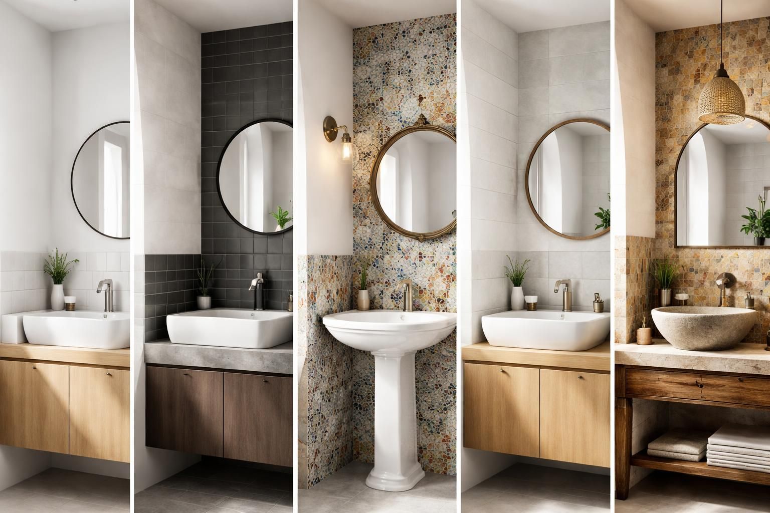Inspirations pour la hauteur de la faïence au-dessus du lavabo selon les styles de salle de bain