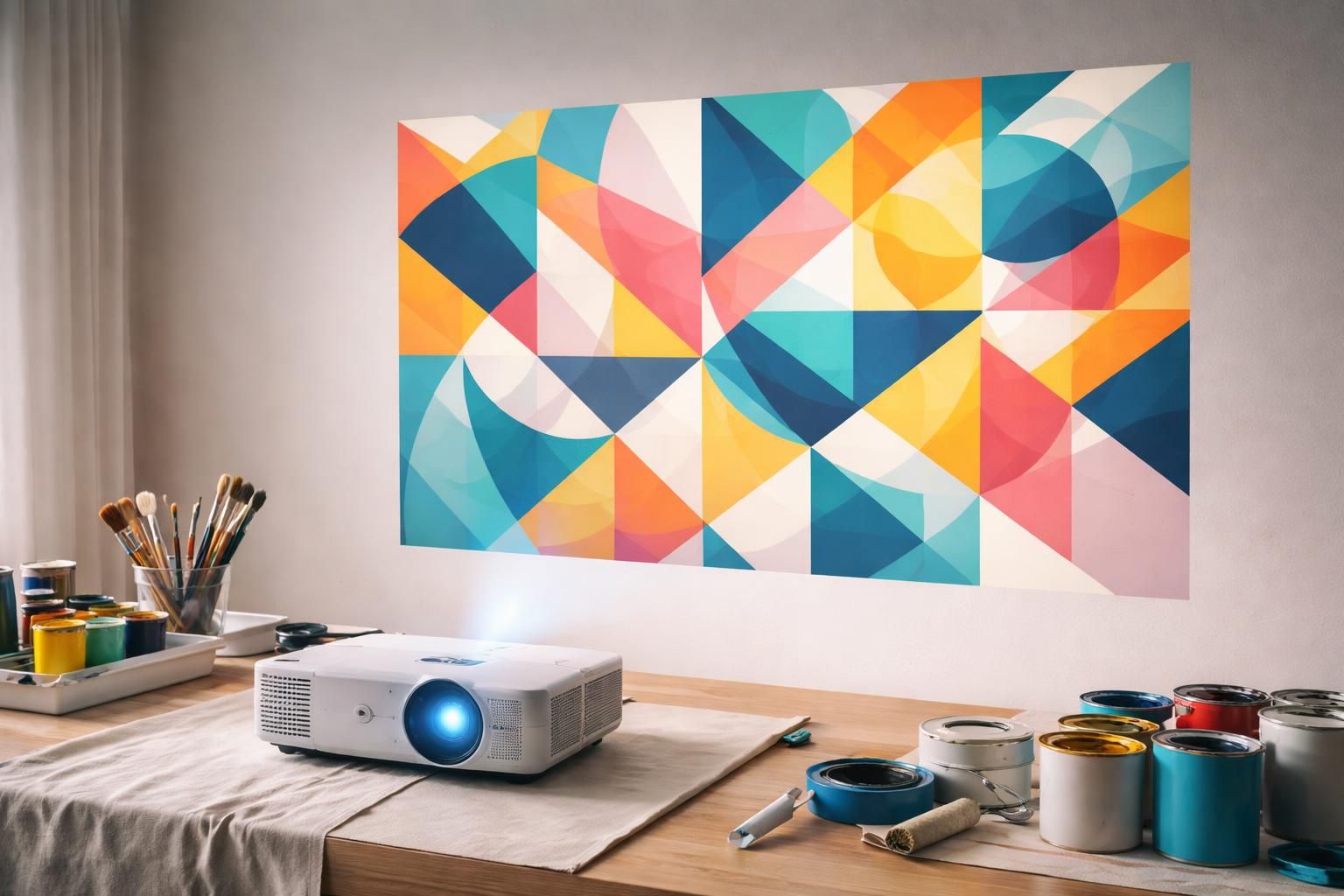 Projeter un motif sur un mur avant de peindre grâce au vidéoprojecteur Acer
