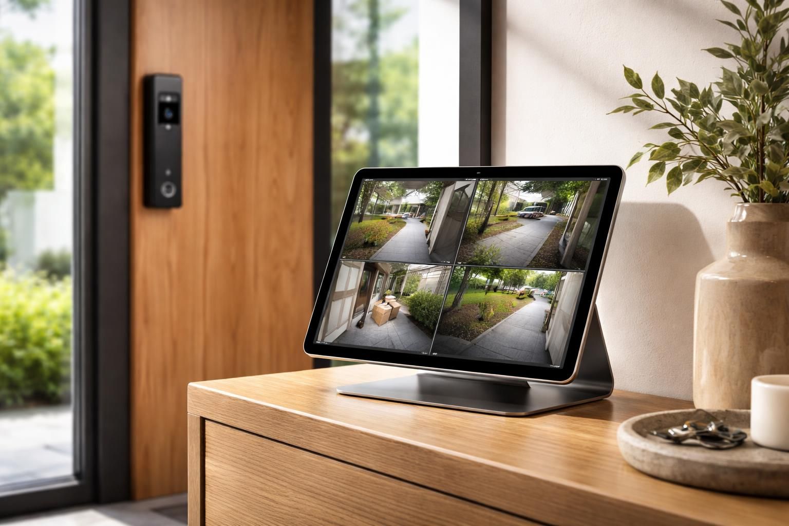 découvrez comment transformer votre ipad en un poste de contrôle d'entrée grâce à une sonnette connectée et des caméras de surveillance pour sécuriser efficacement votre domicile.