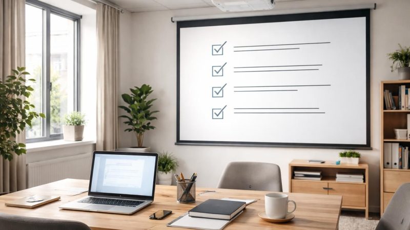 Bureau : projeter la checklist travaux avec vidéoprojecteur Epson