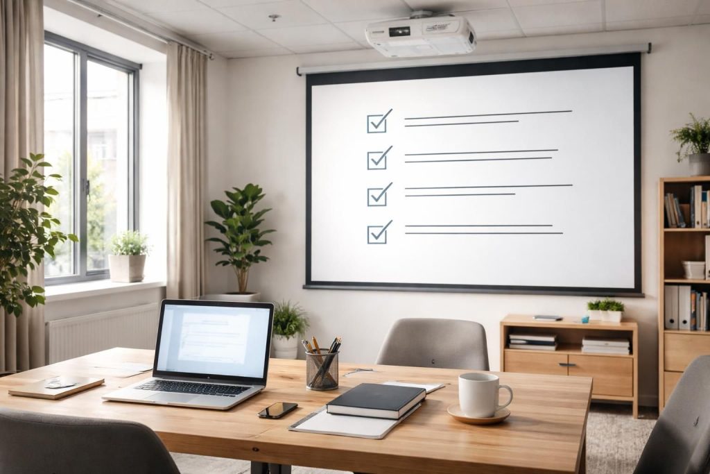 Bureau : projeter la checklist travaux avec vidéoprojecteur Epson