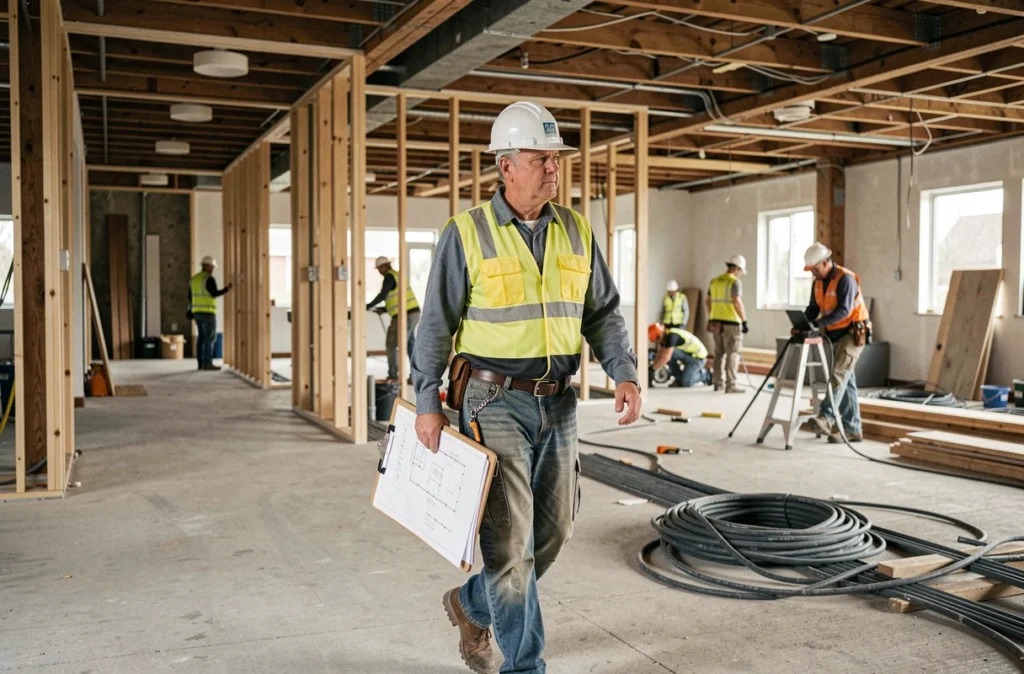 Coordinateur de chantier DChaillou Conseil Multitravaux supervisant une rénovation en cours